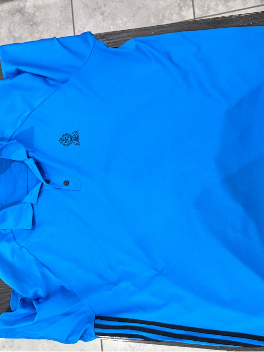 adidas Bright Blue Men's Polo with Black Stripes
